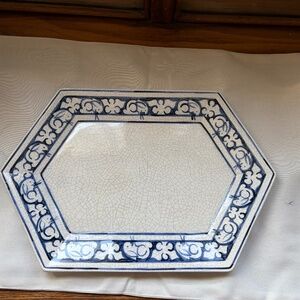 The Potting Shed Dedham Rabbit Bunny Signed hexagonal Plate Platter 14” 1983